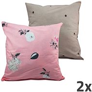 HOME ELEMENTS Double-sided pillowcase, pink and light grey, set of 2 - Pillowcase