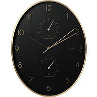 Home Styling Collection Wall Clock Alu with thermometer and hygrometer, black - Wall Clock