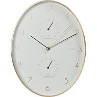 Home Styling Collection Wall Clock Alu with thermometer and hygrometer, gold - Wall Clock