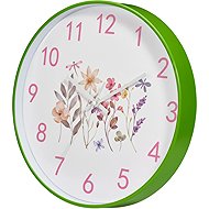 Home Styling Collection Wall Clock green with flower motif, diameter 30 cm - Wall Clock