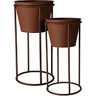 Home Styling Collection Foot Pots, rust effect, 2 pcs - Flower Stand