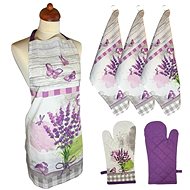 HOME ELEMENTS Set apron, potholder with magnet, 3 tea towels, Lavender - Apron