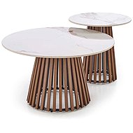 Halmar Carina Coffee Table, Marble / Walnut - Coffee Table