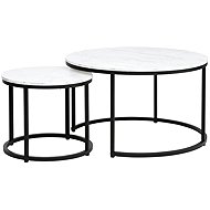 Signal Meble Dion Coffee Table, Set of 2, White Marble / Black - Coffee Table
