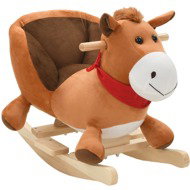 Rocking plush horse with backrest 60 x 32 x 50 cm brown - Rocker