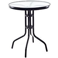 Happy Green Stôl kovový so sklenenou doskou 60 cm, čierny - Záhradný stôl