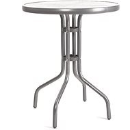 Happy Green Metal Table with Glass Plate 60cm, Silver - Garden Table