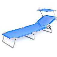 HAPPY GREEN Garden deckchair with canopy, steel, blue - Garden Lounger