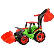 Lena Tractor with bucket and digger, green and red - Tractor