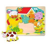 Woody Puzzle on Board - Cheerful domestic animals - Jigsaw