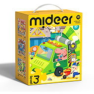 Mideer LEVEL UP! 03 – Drivers Puzzle (24, 30 and 35 pieces) - Wooden Puzzle
