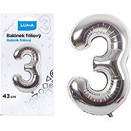 LUMA Trading No. 3 Foil Balloon, Silver, 43cm - Balloons