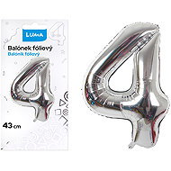LUMA Trading Number 4 Foil Balloon Silver 43cm - Balloons
