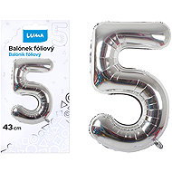 LUMA Trading Foil Balloon No. 5 Silver 43cm - Balloons