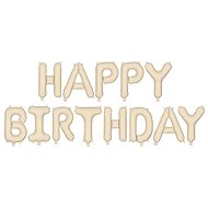PARTYDECO Foil balloon - birthday, happy birthday, cream, 340 × 35 cm - Balloons
