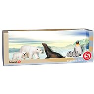 A set of animals - polar bear, cub, lion, Patagonian penguin and chicks - Figure