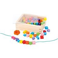 Wooden threading beads in a box - Beads