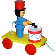 A wooden pull along toy soldier with a drum - Push and Pull Toy