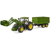 Bruder 3155 John Deere 7R 350 tractor with front loader and tandem transport trailer - Tractor