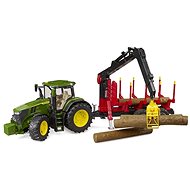 Bruder 3154 John Deere 7R 350 tractor with rear trailer and 4 logs - Tractor