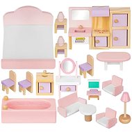 Kruzzel 22609 Wooden dollhouse furniture 22 pieces - Doll Furniture
