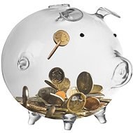 Iso Trade Skleněná pokladnička na mince – průhledné prasátko 12 cm - Piggy Bank