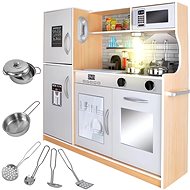 Kruzzel 22115 Children's wooden kitchen with accessories XXL white and brown - Play Kitchen