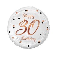 GoDan White Foil Balloon - Happy Birthday - 30 years - birthday - pink and gold lettering 45 cm - Balloons