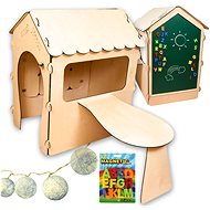 Build & Trade & Innovative Wooden playhouse for children with chalkboard and LED balls 86 × 137 × 10 - Children's Playhouse
