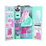 Leventi Folding wardrobe with doll and accessories - green - Doll Accessory
