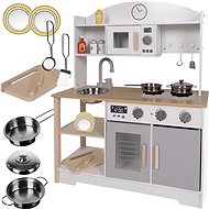 Kruzzel 21933 Children's wooden kitchen with accessories XL 85 cm white - Play Kitchen