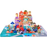 Kruzzel 23519 Wooden cubes with pad Merry City 115 pcs - Wooden Blocks