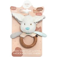 ELFIKI Eco Friendly Softies Rattle with wooden teether Elf Puffy - Baby Rattle