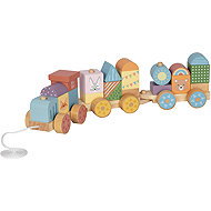 BusyKids Wooden train with blocks - Push and Pull Toy