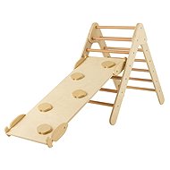 Costway Montessori Pickle Triangle with slide, natural - Motor Skill Toy