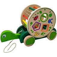 Excellent Insertable and pull toy - Turtle with drum - Push and Pull Toy