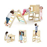 Costway Teaching Tower and Pickle Triangle - Montessori set 7in1, pastel - Learning Tower