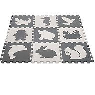 KIK Contrast foam puzzle 85 × 85 cm, 9 pieces, black and cream - Foam Puzzle