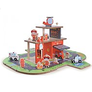 Derrson Wooden set fire station and fire truck 2in1 - Toy Car