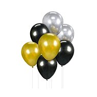 GODAN Set of latex balloons 30 cm, chrome gold, silver and black, 7 pcs - Balloons