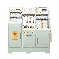 Derrson Wooden kitchen XXL with running water and steam, green - Play Kitchen
