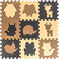 KIK Contrast foam puzzle 85 × 85 cm, 9 pieces, brown, cream - Foam Puzzle