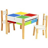 ECOTOYS XKF002 Children's furniture set, table and 2 chairs, with playing board for building set - Children's Furniture