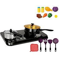 LEAN Toys 7568 Children's stainless steel kitchen set with hob and accessories, 32 pieces - Toy Kitchen Utensils