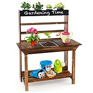 Costway Wooden Garden Work Table with Pot - Interactive table