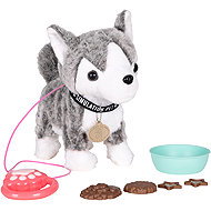 MULTISTORE HC750207-GY Interactive Husky dog on a leash with melodies - Interactive Animal Toy