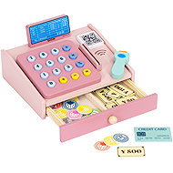 MultiStore HC751029 Wooden cash register with scanner, banknotes, coins and card - Toy Cash Register