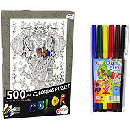 LEAN Toys 14154 Colouring Puzzle 500 pieces - Elephant - Jigsaw Puzzle