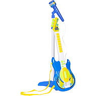 MULTISTORE Electric guitar with microphone and stand for kids, MP3 compatible, blue - Guitar for Kids