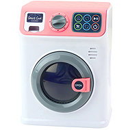 LEAN Toys 24426 Children's washing machine with rotating drum and sounds, white and pink - Toy Appliance